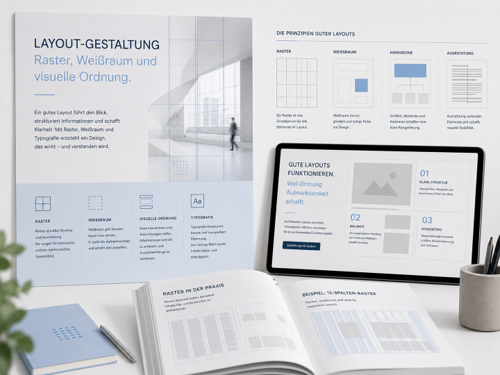 Layout-Gestaltung – Raster, Weißraum und visuelle Ordnung