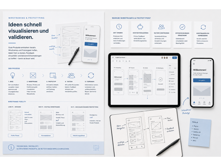 Wireframing und Prototyping – Ideen schnell visualisieren und validieren