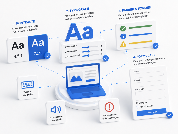 Barrierefreies Design – Kontraste, Typografie, Farben und Formulare